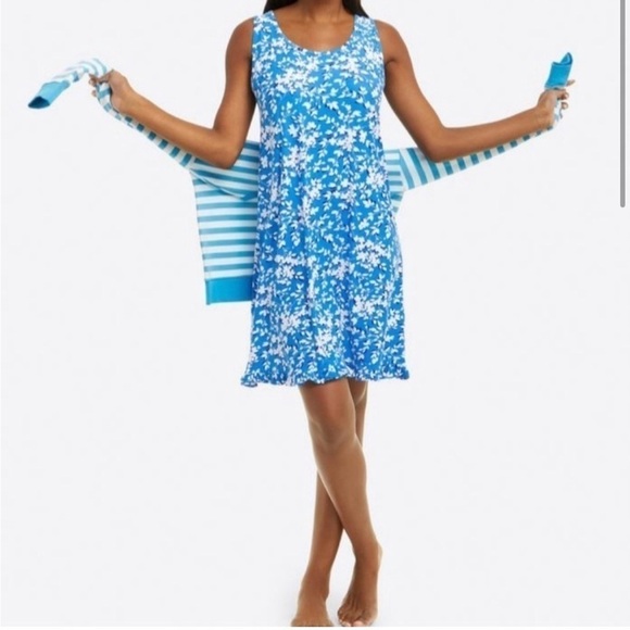 Draper James Sleeveless Ruffle Hem Blue & White dress, size S/M - Picture 15 of 16